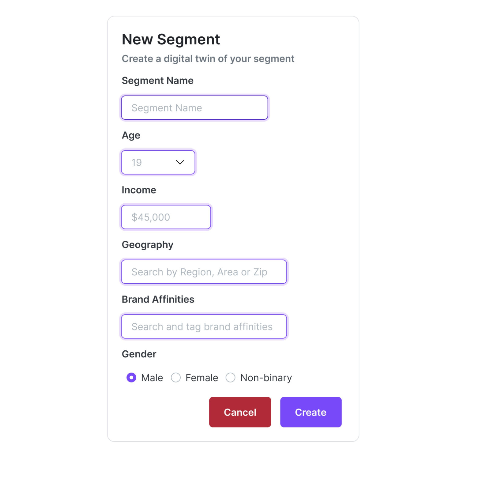 Screenshot of segment builder tool